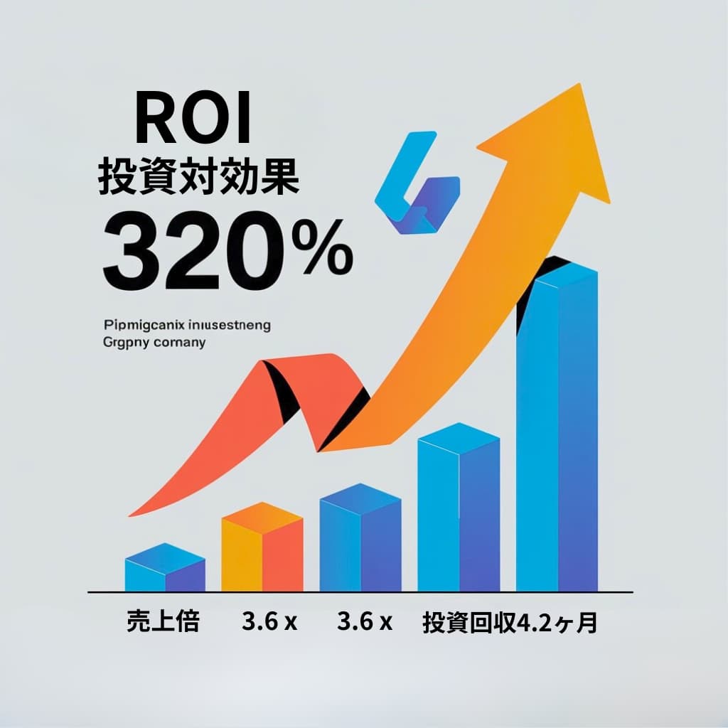 ROI 320%達成・売上3.6倍・投資回収4.2ヶ月の成果グラフ